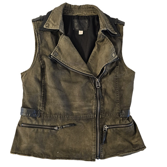 Chelsea & Violet Women's Small Taupe Vegan Leather‎ Moto Vest - Picture 8 of 10